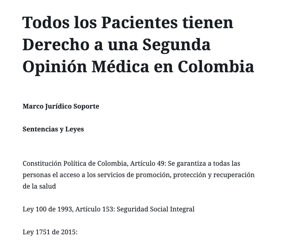 Todos los Pacientes tienen Derecho a una Segunda Opinión Médica en Colombia