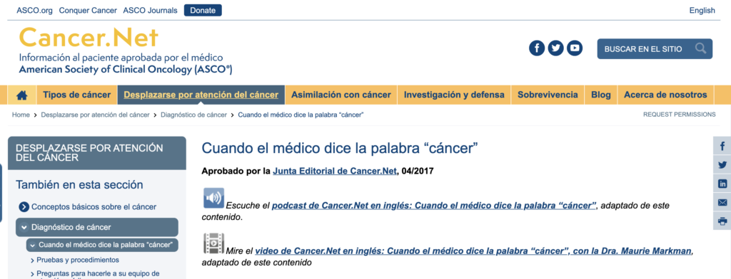 Indicaciones sobre los pasos recomendados cuando te diagnostican con Cancer