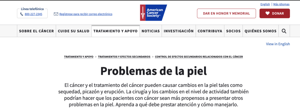 Problemas de Piel como Efectos Secundarios del Cáncer