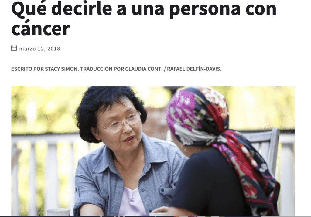 Qué decir y qué hacer ante una persona con cáncer